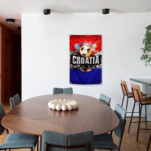 Croatia Flag Backdrop Football Tapestry 2x3 Feet Wall Hanging Soccer Decor for Living Room Office Club Sports Activities Party Indoor and Outdoor Decor in Kuwait