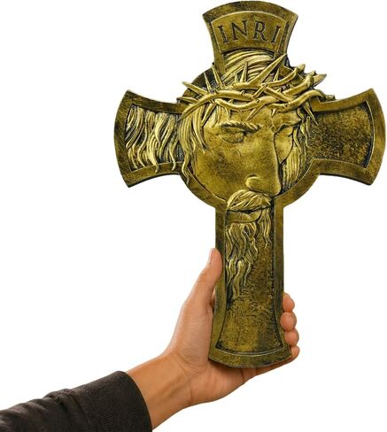 JUXINGDAZYF Large Jesus Cross Wall Decor, 13.5" Crucifix Wall Cross for Home Decor, Gold Christian Wall Art Crucifix for Living Room, Office, Church, Catholic Religious Crosses Sculpture Hanging in Kuwait