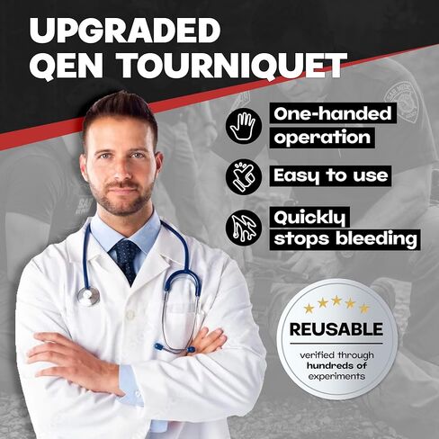 5 Pack Qen Tourniquet for Severe Bleeding Control, Gear for First Aid Kits and Tourniquet Kits, Suitable for Emergencies, One-Handed Operation in Saudi Arabia