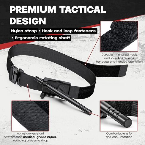 5 Pack Qen Tourniquet for Severe Bleeding Control, Gear for First Aid Kits and Tourniquet Kits, Suitable for Emergencies, One-Handed Operation in Saudi Arabia