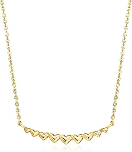 مجموعة نقية من روس سيمونز الإيطالية 10kt الذهب الأصفر شريط منحني قلوب قلادة in Kuwait