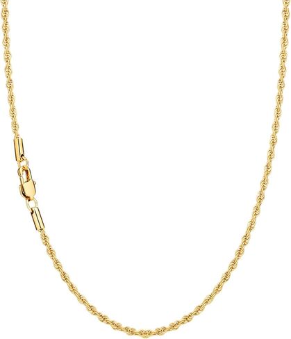 2mm Rope Chain 925 Sterling Silver Chain Necklace for Women, 14K Gold Plated Chains for Women Shiny | Durable | Non Tarnish Women's Chains Necklace,14 16 18 20 22 24 Inch in Kuwait