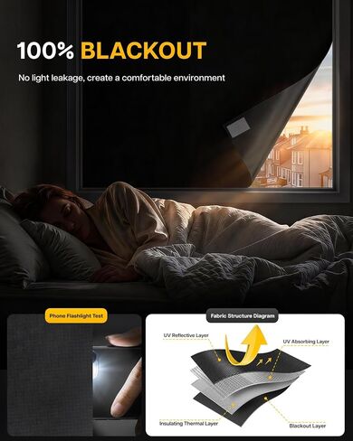 ستائر التعتيم المحمولة من LazBlinds، حرية قطع ظلال التعتيم أثناء السفر، غطاء نافذة قابل للتعديل والإزالة - ظلال وستائر مؤقتة لحضانة الأطفال أو غرفة النوم - أسود in Kuwait