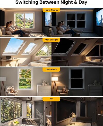 ستائر التعتيم المحمولة من LazBlinds، حرية قطع ظلال التعتيم أثناء السفر، غطاء نافذة قابل للتعديل والإزالة - ظلال وستائر مؤقتة لحضانة الأطفال أو غرفة النوم - أسود in Kuwait