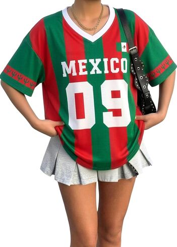 2026 Soccer Cup Shirt Women Oversized Mexico Brazil Shirts Funny Argentina Soccer Jerseys Spain V Neck T Shirts in Kuwait