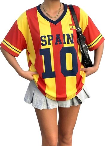 2026 Soccer Cup Shirt Women Oversized Mexico Brazil Shirts Funny Argentina Soccer Jerseys Spain V Neck T Shirts in Kuwait
