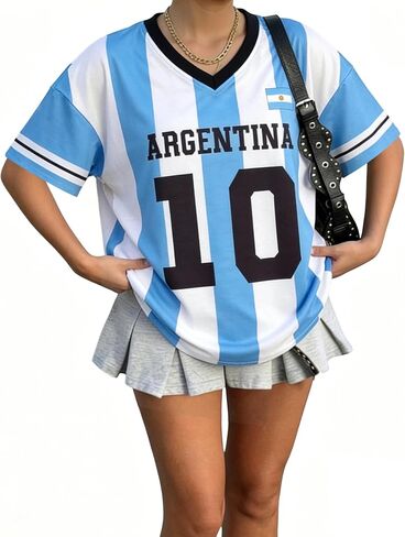 2026 Soccer Cup Shirt Women Oversized Mexico Brazil Shirts Funny Argentina Soccer Jerseys Spain V Neck T Shirts in Kuwait