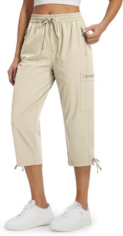 Libin Women's Hiking Capri Pants Quick Dry Cargo Pockets Pants Lightweight Cropped Summer Pant for Travel Casual in Kuwait