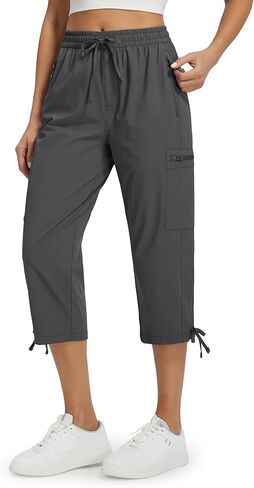 Libin Women's Hiking Capri Pants Quick Dry Cargo Pockets Pants Lightweight Cropped Summer Pant for Travel Casual in Kuwait