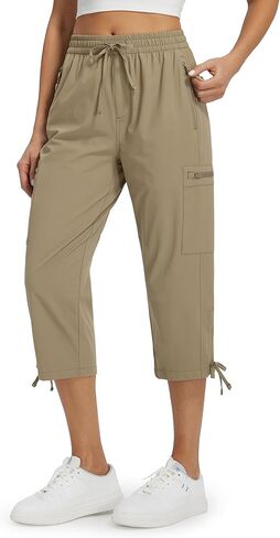Libin Women's Hiking Capri Pants Quick Dry Cargo Pockets Pants Lightweight Cropped Summer Pant for Travel Casual in Kuwait