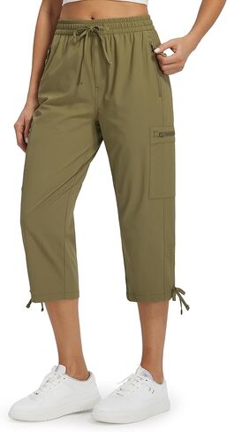Libin Women's Hiking Capri Pants Quick Dry Cargo Pockets Pants Lightweight Cropped Summer Pant for Travel Casual in Kuwait