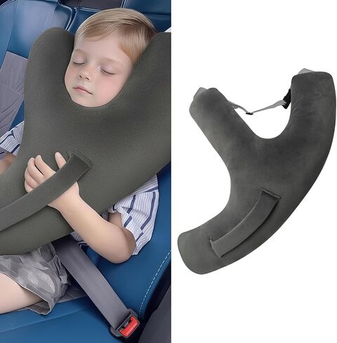 Car Travel Pillow for Kids and Adults, Y-Shaped Plush Neck Support for Sleeping, Comfortable Travel Headrest Cushion for Car, Airplane, Long Trips, Office Naps (Gray) in Saudi Arabia