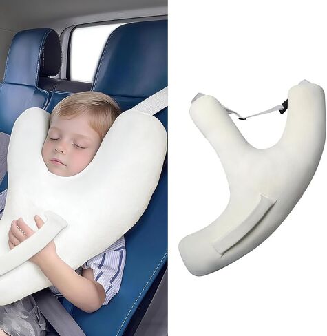 Car Travel Pillow for Kids and Adults, Y-Shaped Plush Neck Support for Sleeping, Comfortable Travel Headrest Cushion for Car, Airplane, Long Trips, Office Naps (Gray) in Kuwait