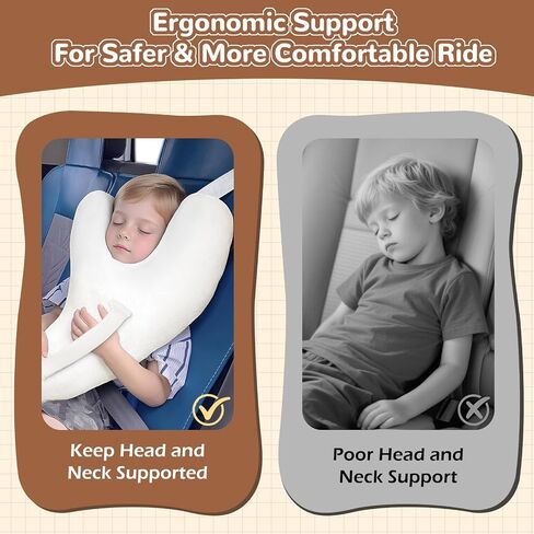 Car Travel Pillow for Kids and Adults, Y-Shaped Plush Neck Support for Sleeping, Comfortable Travel Headrest Cushion for Car, Airplane, Long Trips, Office Naps (Gray) in Kuwait