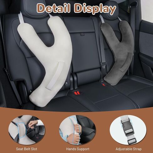 Car Travel Pillow for Kids and Adults, Y-Shaped Plush Neck Support for Sleeping, Comfortable Travel Headrest Cushion for Car, Airplane, Long Trips, Office Naps (Gray) in Kuwait