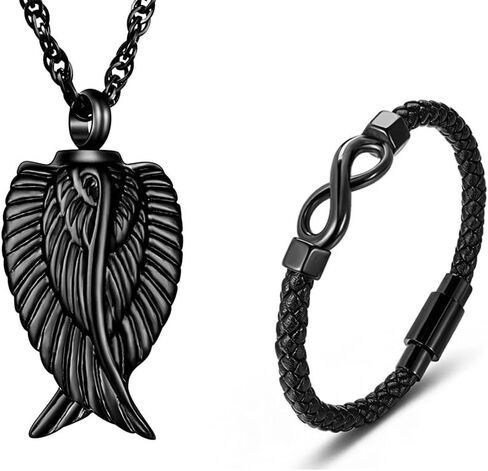 Dletay Angel Wing Cremation Necklace for Ashes Urn Bracelet for Human Ashes in Kuwait