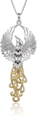 Jewelry Trends Phoenix Rising Flame Spirit Bird Sterling Silver Pendant Necklace Gold Accent in Kuwait