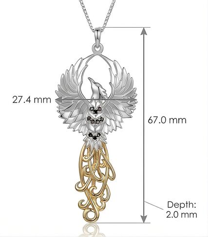 Jewelry Trends Phoenix Rising Flame Spirit Bird Sterling Silver Pendant Necklace Gold Accent in Kuwait