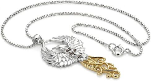 Jewelry Trends Phoenix Rising Flame Spirit Bird Sterling Silver Pendant Necklace Gold Accent in Kuwait