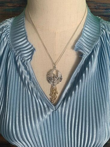 Jewelry Trends Phoenix Rising Flame Spirit Bird Sterling Silver Pendant Necklace Gold Accent in Kuwait