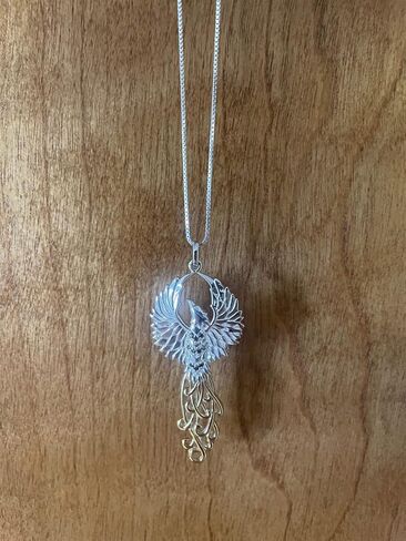 Jewelry Trends Phoenix Rising Flame Spirit Bird Sterling Silver Pendant Necklace Gold Accent in Kuwait