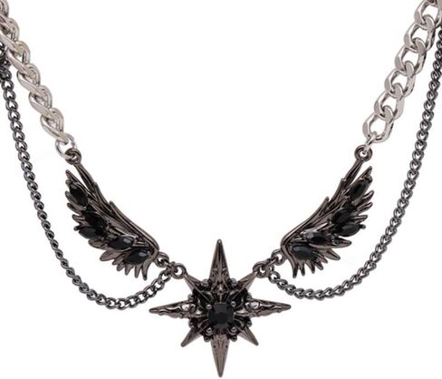 Y2k Irregular Necklace Gothic Pendant Necklace Choker Star Moonlight Stone Double Layered Collar Cuban Bead Chain Punk Zircon Hip Hop Fashion Statement Jewelry Party Birthday Gift in Saudi Arabia