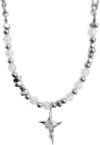 Y2k Irregular Necklace Gothic Pendant Necklace Choker Star Moonlight Stone Double Layered Collar Cuban Bead Chain Punk Zircon Hip Hop Fashion Statement Jewelry Party Birthday Gift in Saudi Arabia