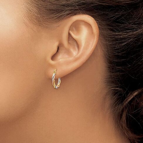 14K Tri Color Gold Tri-color Polished 2.5mm Twisted Hoop Earrings in Kuwait