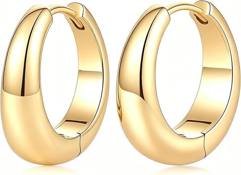 14K Gold Teardrop Hoop Earrings for Women, Lightweight Chunky Gold Hoops, Hypoallergenic Hinged Earrings for Sensitive Ears, 13/18/22mm in Saudi Arabia