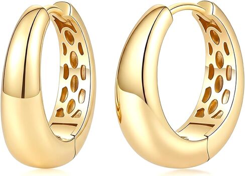 14K Gold Teardrop Hoop Earrings for Women, Lightweight Chunky Gold Hoops, Hypoallergenic Hinged Earrings for Sensitive Ears, 13/18/22mm in Kuwait