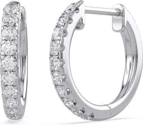 10MM Huggie Hoop Earrings for Women, 0.25 Carat (ctw) Round Natural or Lab Grown Diamond Hoop Earrings in 10K / 14K Gold or 925 Sterling Silver Jewelry for Her in Kuwait