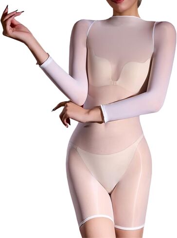 RUIBAVYA Body Stockings For Women Sexy Oil Shiny Lingerie Bodysuit Shorts Full Body Stocking Clubwear in Kuwait