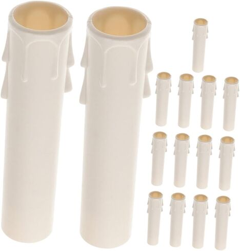 MAGICLULU 15PCS Chandelier Candle Covers Sleeves Drip Plastic Covers for Tall Candle Sockets Heat-Resistant Tube for Elegant Lighting Decor in Kuwait