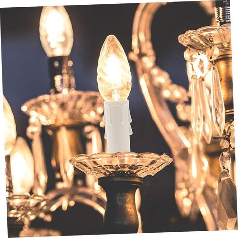 MAGICLULU 15PCS Chandelier Candle Covers Sleeves Drip Plastic Covers for Tall Candle Sockets Heat-Resistant Tube for Elegant Lighting Decor in Kuwait