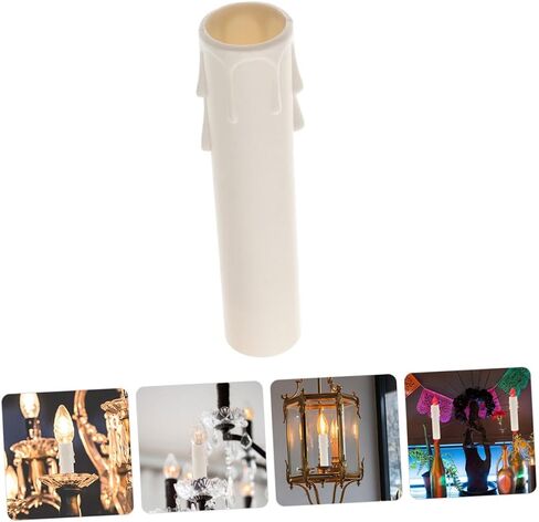 MAGICLULU 15PCS Chandelier Candle Covers Sleeves Drip Plastic Covers for Tall Candle Sockets Heat-Resistant Tube for Elegant Lighting Decor in Kuwait