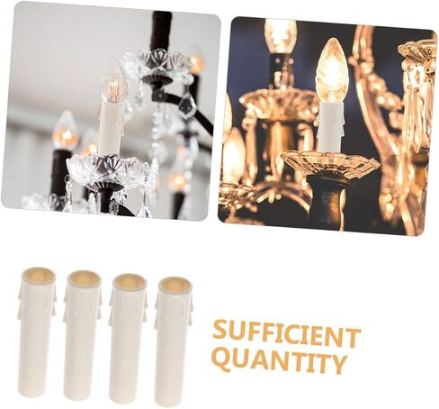 MAGICLULU 15PCS Chandelier Candle Covers Sleeves Drip Plastic Covers for Tall Candle Sockets Heat-Resistant Tube for Elegant Lighting Decor in Kuwait