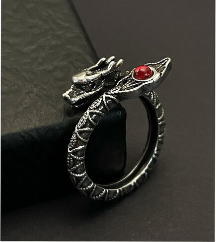 2PCS Vintage Dragon Claw Ring – Stainless Steel Goth Rings for Men Women Gothic Dragon Unique Animal Ring with Diamond Adjustable Open End in Kuwait