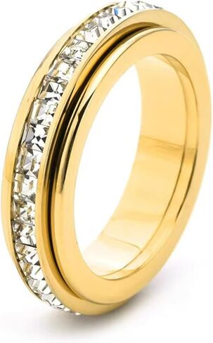 GAUEIOUR Spinning Cubic Zirconia Ring, Stackable Anxiety Relief Jewelry, Meditation Ring, Daily Wear Fashion Accessory.Size 7. in Saudi Arabia