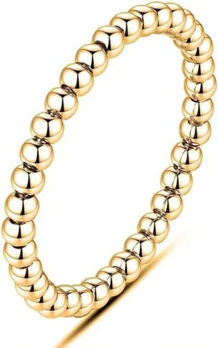 18K Gold Plated 925 Silver Ball Stackable Ring Band for Women-7 in Kuwait