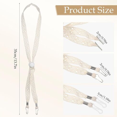 3 PCS Hat Straps for Wind, Adjustable Beige Sun Hats Chin Strap, Lace Chin Cord with Clips, Replacement Lace Windproof Keeper String for Golfing, Fishing, Boating, Sailing in Kuwait