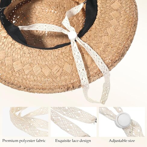 3 PCS Hat Straps for Wind, Adjustable Beige Sun Hats Chin Strap, Lace Chin Cord with Clips, Replacement Lace Windproof Keeper String for Golfing, Fishing, Boating, Sailing in Kuwait