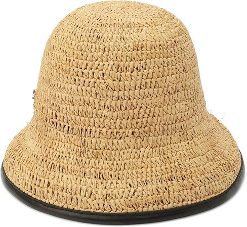 Kate Spade Womens Straw Cloche Hat With Piping, Stylish Fashion Accessory Cap for Women in Kuwait
