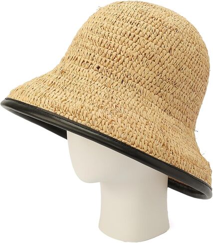 Kate Spade Womens Straw Cloche Hat With Piping, Stylish Fashion Accessory Cap for Women in Kuwait