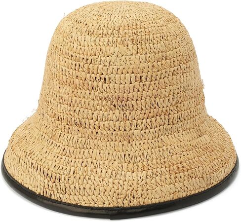 Kate Spade Womens Straw Cloche Hat With Piping, Stylish Fashion Accessory Cap for Women in Kuwait