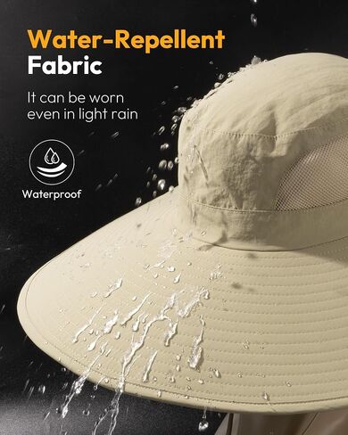 Mens Sun Hat Super Wide Brim Waterproof Breathable Bucket Hats for Men Fishing, Hiking, Camping Sun Hats for Men Khaki in Saudi Arabia
