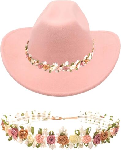 Rose Lace Hat Band for Cowboy Hats Women Fedora Hat Accessories for Cowboy Hat Garden Beach Wide Brimmed with Women Dress in Saudi Arabia