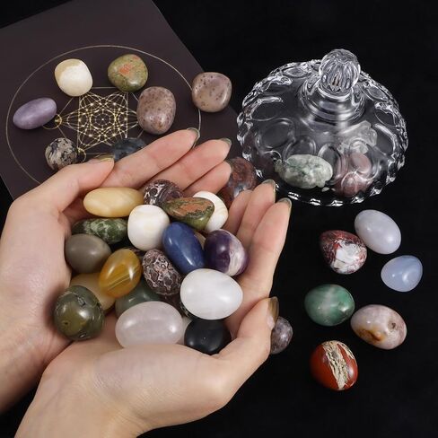 Polished Mixed Healing Crystal Stones Set, 1LB Handpicked Tumbled Rocks Gemstones for Energy Reiki, Meditation, Vase Filler Landscape, Bottom Decoration, Home Decor in Saudi Arabia