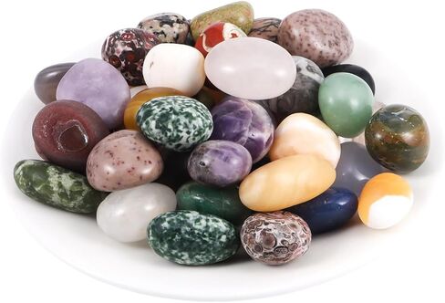 Polished Mixed Healing Crystal Stones Set, 1LB Handpicked Tumbled Rocks Gemstones for Energy Reiki, Meditation, Vase Filler Landscape, Bottom Decoration, Home Decor in Saudi Arabia