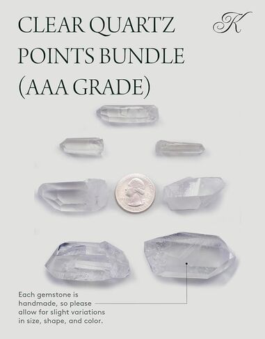 KALIFANO Museum Grade Quartz Points Bundle (500+ Carats) - Bulk High Energy Raw Lemurian Reiki Cuarzo Crystal Used for Clarity and Purpose - Information Card Included (Family Owned & Operated) in Kuwait