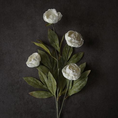 Juxdp 6 PCS Artificial Peony Branches for Vase - 27" Fake Silk Peonies Stems Look Real Faux Flowers for DIY Bouquet, Table Centerpieces, Farmhouse, Home Decor (Cream) in Saudi Arabia